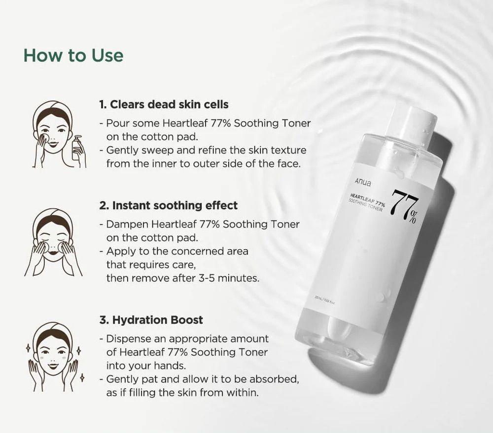 Anua Heartleaf 77% Soothing Toner 40ml | 250ml | 500ml – Calming Toner for Acne-Prone & Sensitive Skin
