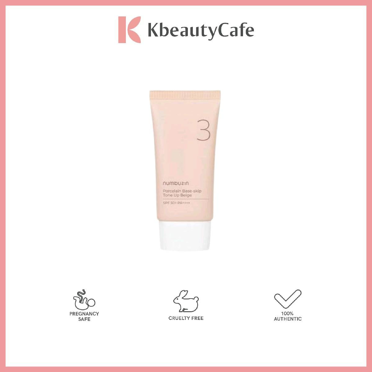 Numbuzin No.3 Porcelain Base-skip Tone Up Beige - SPF 50+ PA++++ - Light Makeup, Tinted Sunscreen