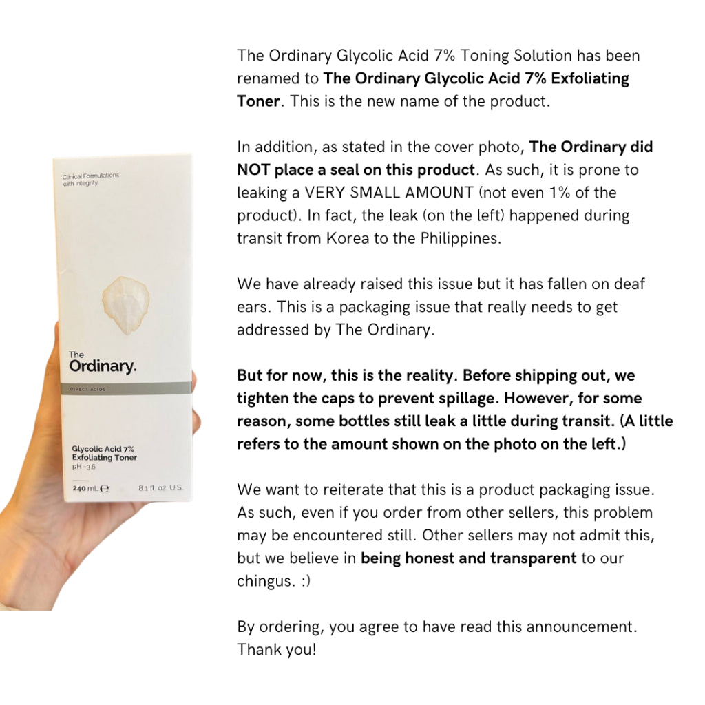 The Ordinary Glycolic Acid 7% Exfoliating Toner (Deciem) [READ DESCRIPTION]