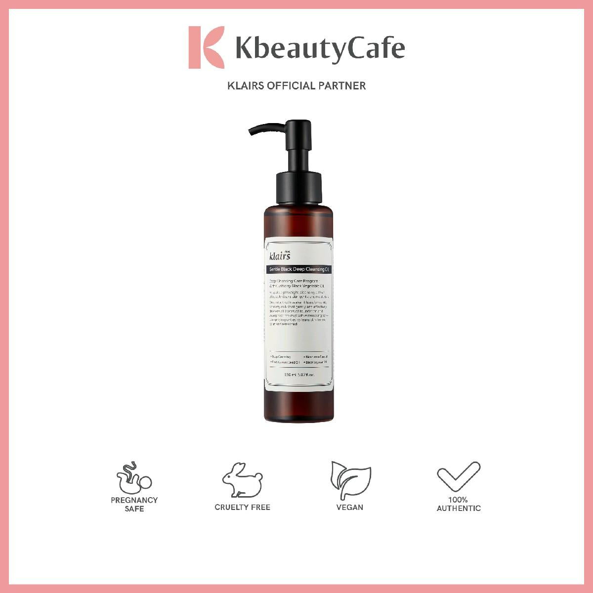 Klairs Gentle Black Deep or Fresh Cleansing Oil - Gently Removes Sunscreen and Makeup