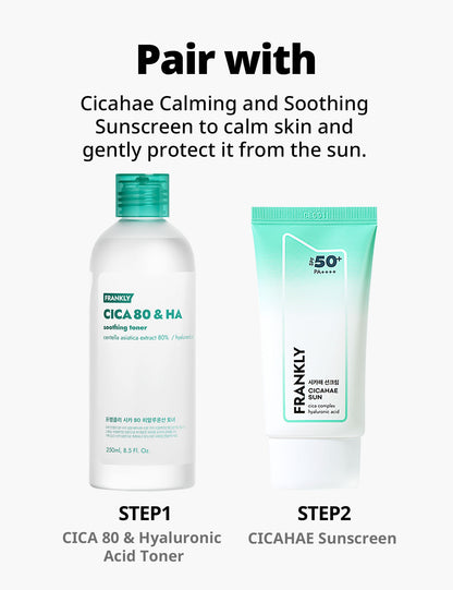 Frankly CICA 80 & HA Soothing Toner - Hydrating, Calming, Soothing - For All Skin Types - Most Recommended for Acne-Prone Skin