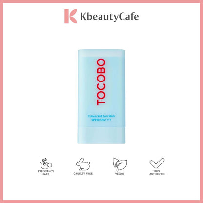 TOCOBO Cotton Soft Sun Stick - Lightweight, Matte Finish - With SPF 50+ PA++++ - Great for Oily Skin