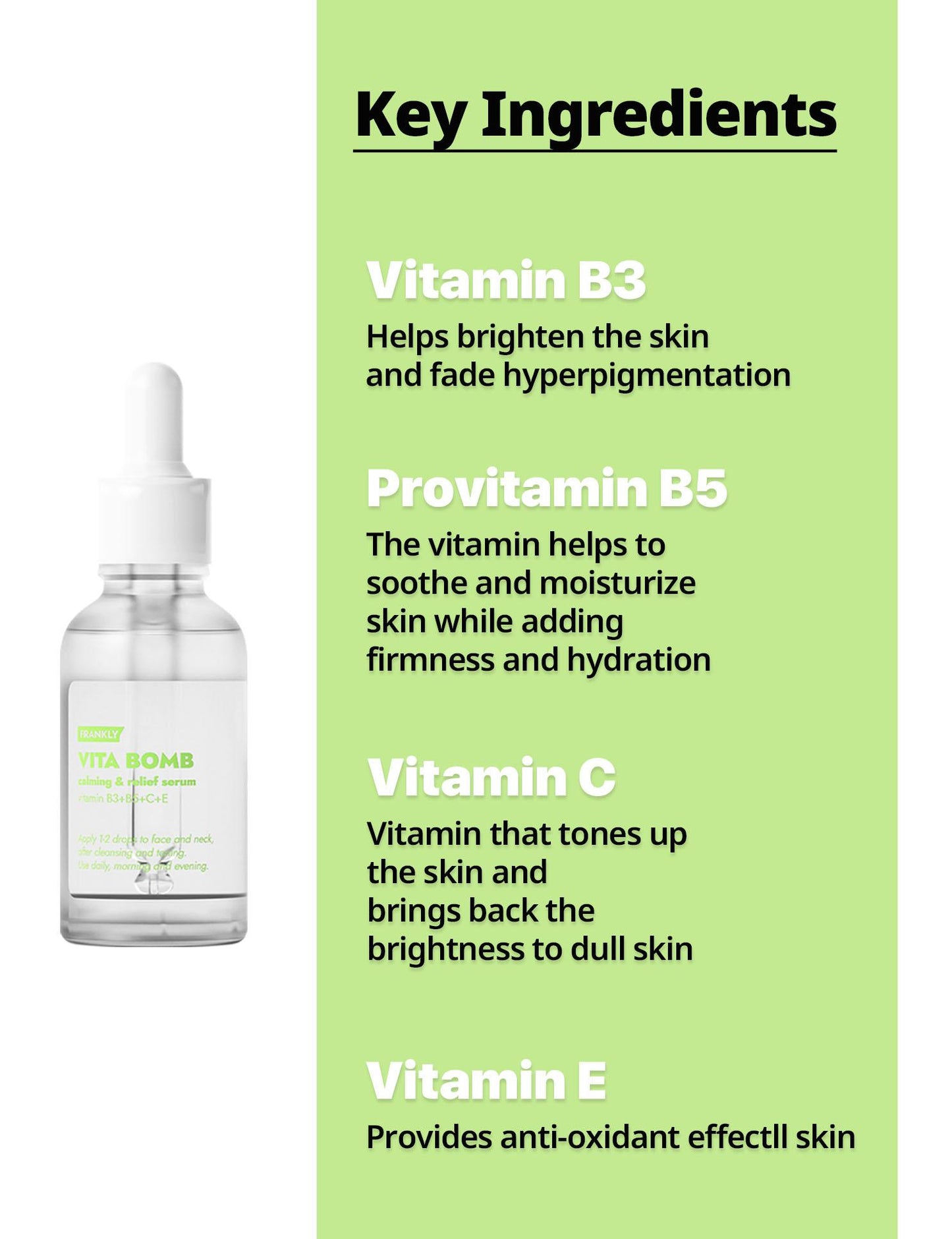 Frankly Vita Bomb Calming & Relief Serum - 5% Niacinamide Serum - Serum For Dark Spots, Hydration