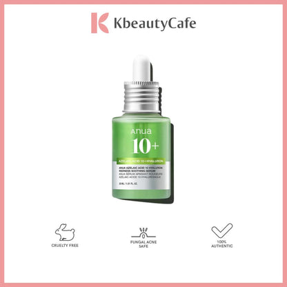 Anua Azelaic Acid 10 Hyaluron Redness Soothing Serum 30ml - Redness Relief & Pimple Care for Acne-Prone Skin