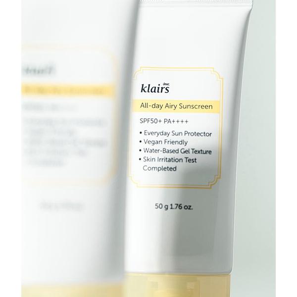 Klairs All-day Airy Sunscreen with SPF 50+ PA++++ - Lightweight, No White Cast - Alcohol-free, Fragrance-free, No Essential Oils