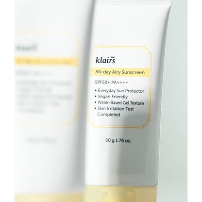 Klairs All-day Airy Sunscreen with SPF 50+ PA++++ - Lightweight, No White Cast - Alcohol-free, Fragrance-free, No Essential Oils
