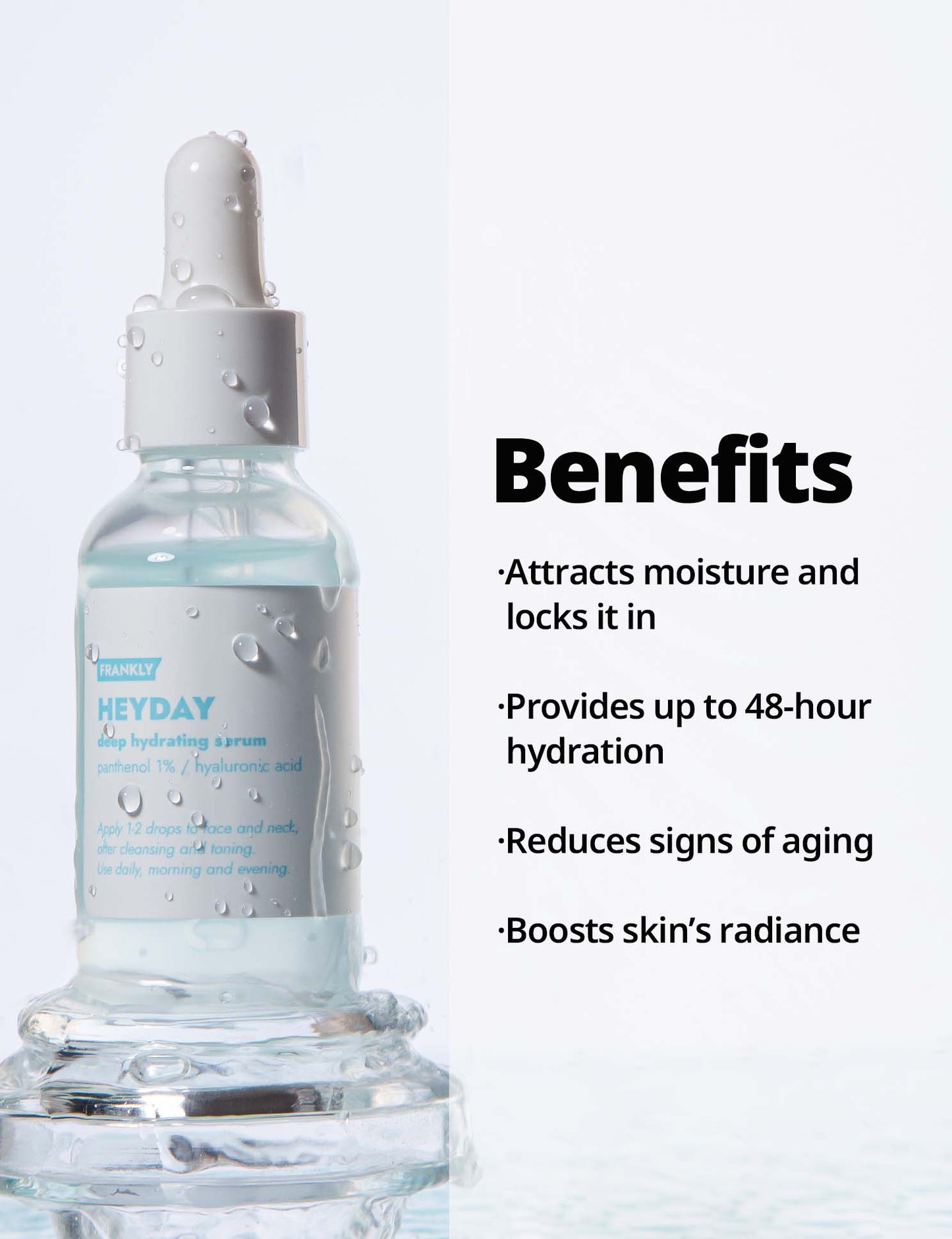 Frankly Heyday Deep Hydrating Serum - Serum for Dry Skin - Deeply Hydrates, Repairs, Plumps, Brightens