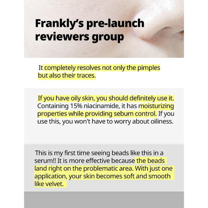 Frankly Niacinamide 15% + Zinc Beads Serum – Oil Control & Acne Marks for Uneven Skin Tone