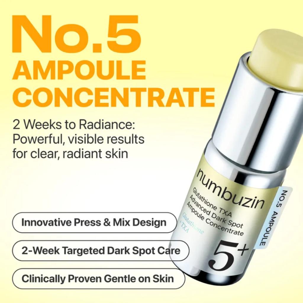 Numbuzin No.5 Glutathione TXA Advanced Dark Spot Ampoule Concentrate 10g+0.7g