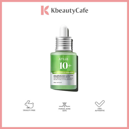 Anua Azelaic Acid 10 Hyaluron Redness Soothing Serum 30ml - Redness Relief & Pimple Care for Acne-Prone Skin