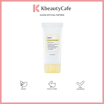 Klairs All-day Airy Sunscreen with SPF 50+ PA++++ - Lightweight, No White Cast - Alcohol-free, Fragrance-free, No Essential Oils