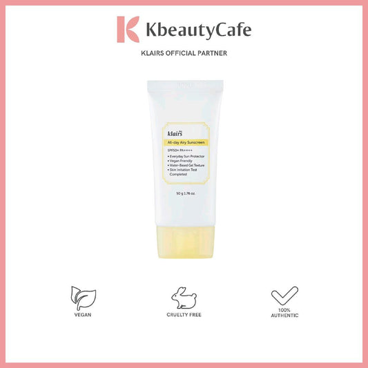 Klairs All-day Airy Sunscreen with SPF 50+ PA++++ - Lightweight, No White Cast - Alcohol-free, Fragrance-free, No Essential Oils