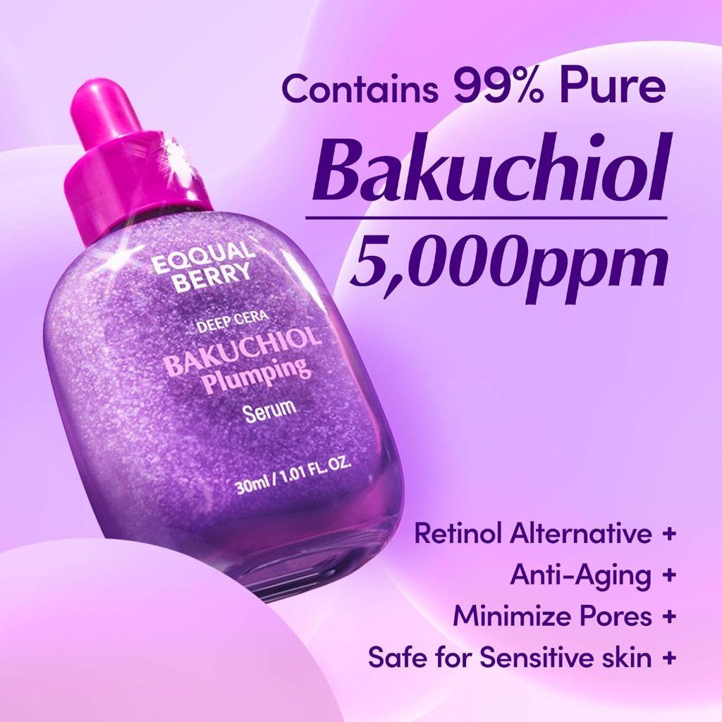 Eqqualberry Bakuchiol Plumping Serum 30ml – Fine Lines & Wrinkles, Gentle Retinol Alternative