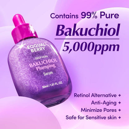 Eqqualberry Bakuchiol Plumping Serum 30ml – Fine Lines & Wrinkles, Gentle Retinol Alternative