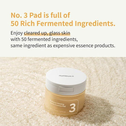 Numbuzin No.3 Radiance Glowing Jumbo Essence Pad | No.5 Vitamin-Niacinamide Concentrated Pad