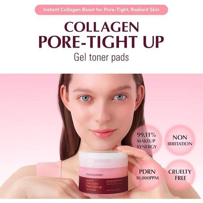 Eqqualberry Collagen Pore-Tight Up Gel Toner Pads (60 Pads)