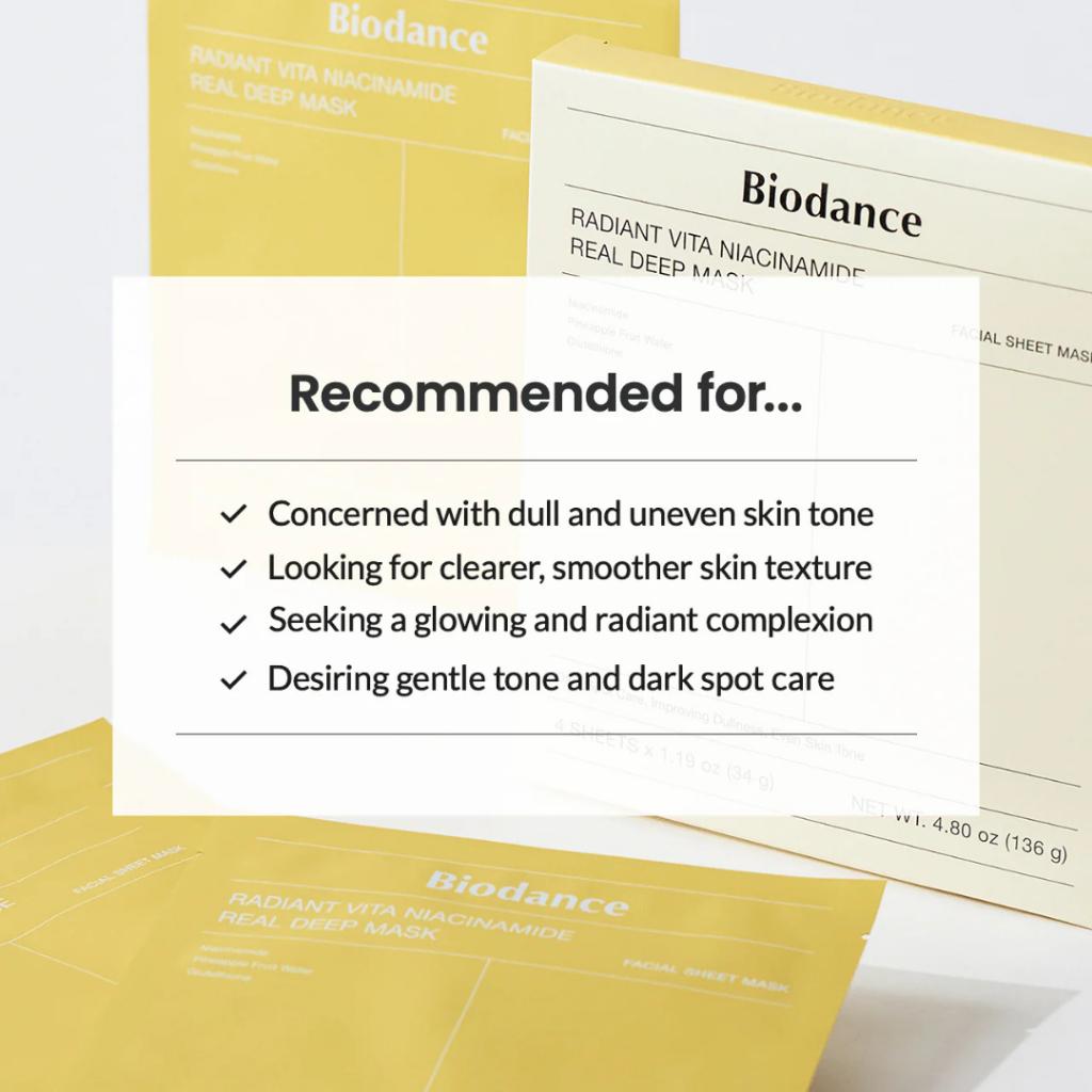 Biodance Radiant Vita Niacinamide Real Deep Mask (1pc or 4pcs)