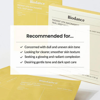 Biodance Radiant Vita Niacinamide Real Deep Mask (1pc or 4pcs)