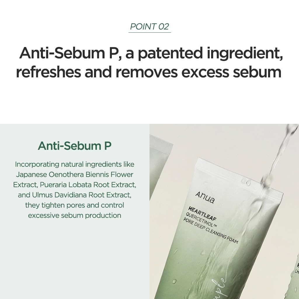Anua Heartleaf Quercetinol Pore Deep Cleansing Foam 150ml - Deep Pore Cleanser for Acne-Prone Skin