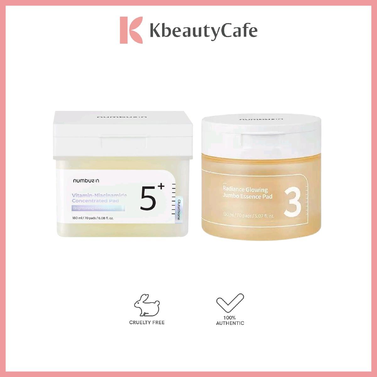 Numbuzin No.3 Radiance Glowing Jumbo Essence Pad | No.5 Vitamin-Niacinamide Concentrated Pad