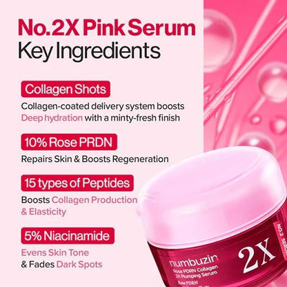 Numbuzin No.2 Rose PDRN Collagen 2X Plumping Serum 30ml (Jar)