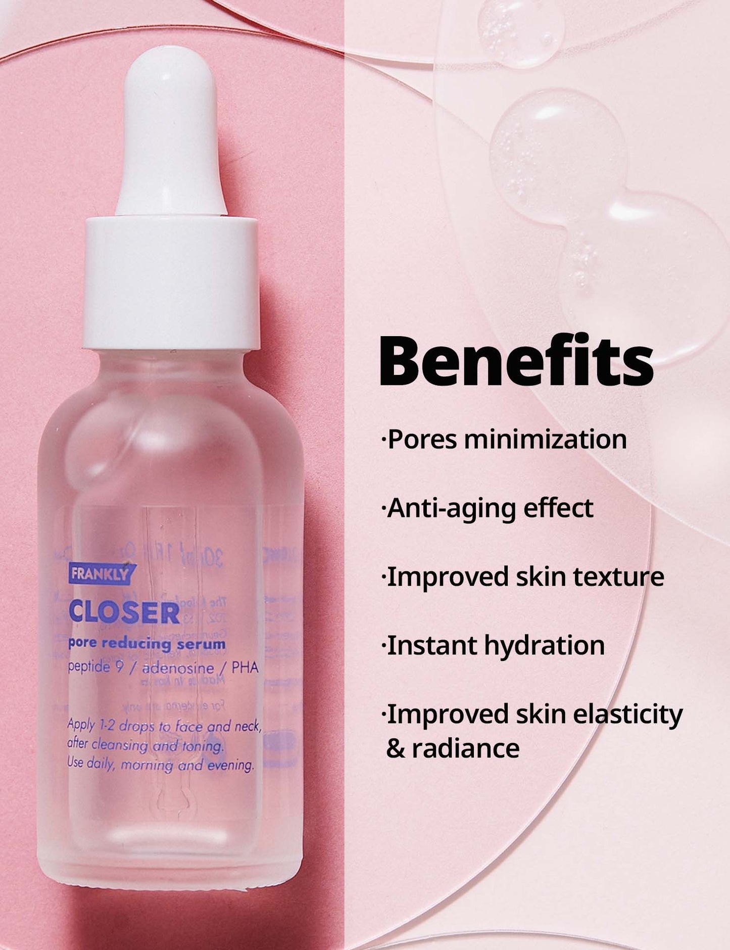 Frankly Closer Pore Reducing Serum - Pore Minimizer and Anti-aging - 9 Kinds of Peptides