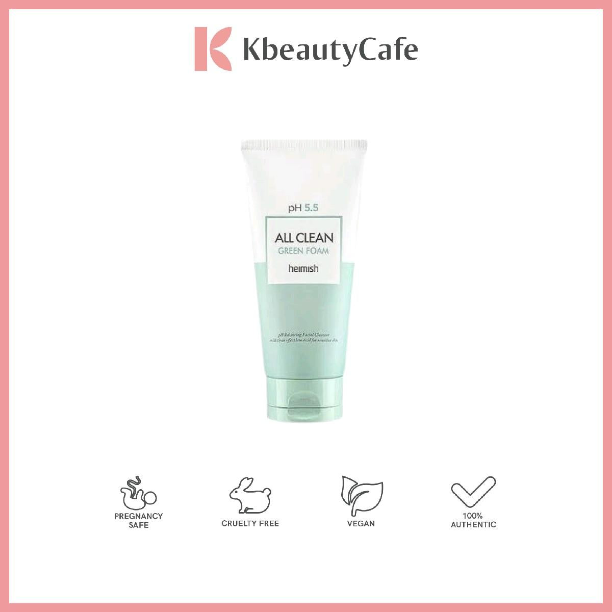 Heimish All Clean Green Foam 150g - Low pH Gel Type Cleanser - For All Skin Types - Anti-inflammatory, Antibacterial, Soothing