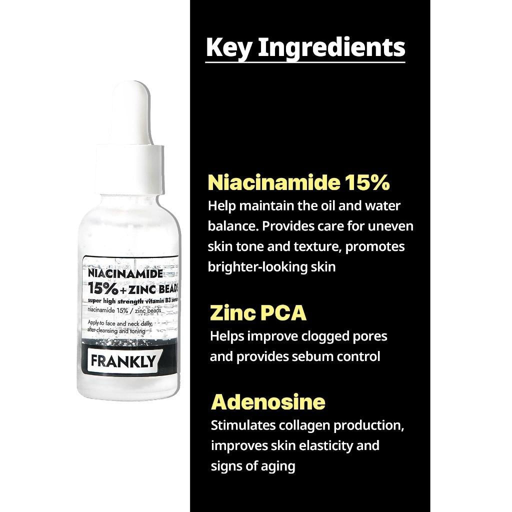 Frankly Niacinamide 15% + Zinc Beads Serum – Oil Control & Acne Marks for Uneven Skin Tone