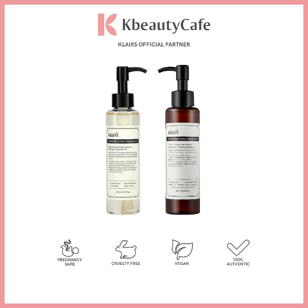Klairs Gentle Black Deep or Fresh Cleansing Oil - Gently Removes Sunscreen and Makeup