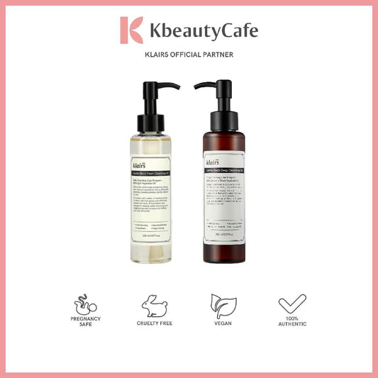 Klairs Gentle Black Deep or Fresh Cleansing Oil - Gently Removes Sunscreen and Makeup