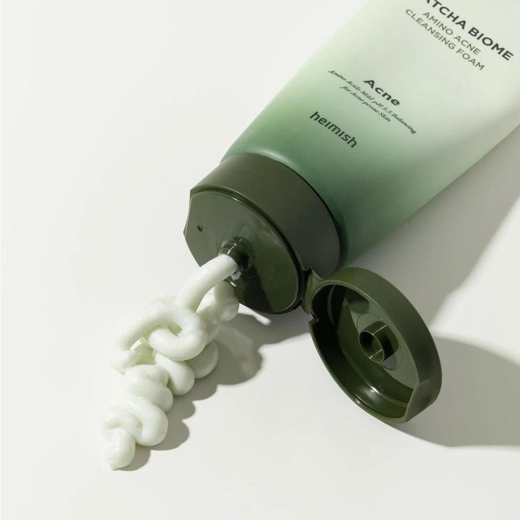 Heimish Matcha Biome Amino Acne Cleansing Foam - Cleanser for Acne-Prone Skin - Brightening, Mildly Exfoliating, Soothing