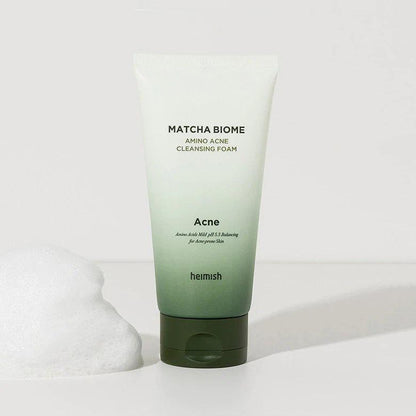 Heimish Matcha Biome Amino Acne Cleansing Foam - Cleanser for Acne-Prone Skin - Brightening, Mildly Exfoliating, Soothing