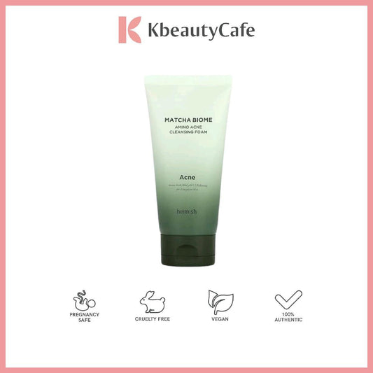 Heimish Matcha Biome Amino Acne Cleansing Foam - Cleanser for Acne-Prone Skin - Brightening, Mildly Exfoliating, Soothing