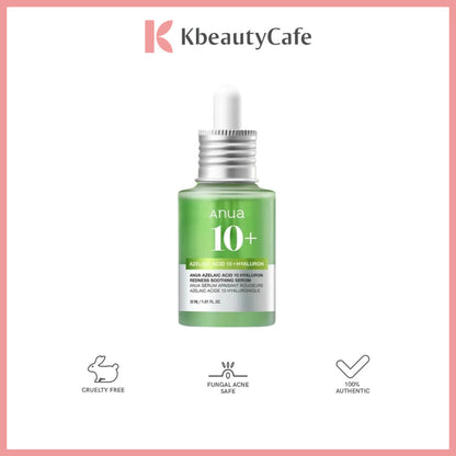 Anua Azelaic Acid 10 Hyaluron Redness Soothing Serum 30ml - Redness Relief & Pimple Care for Acne